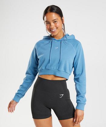 Dámské Mikiny S Kapucí Gymshark Tréninková Cropped Blankyt | CZ 3581FDN